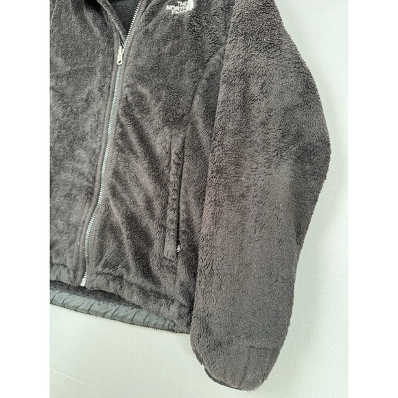 The North Face Jacket Womens Medium M Fuzzy Fleece Full Zip Black Faux Fur Coat - Picture 8 of 8